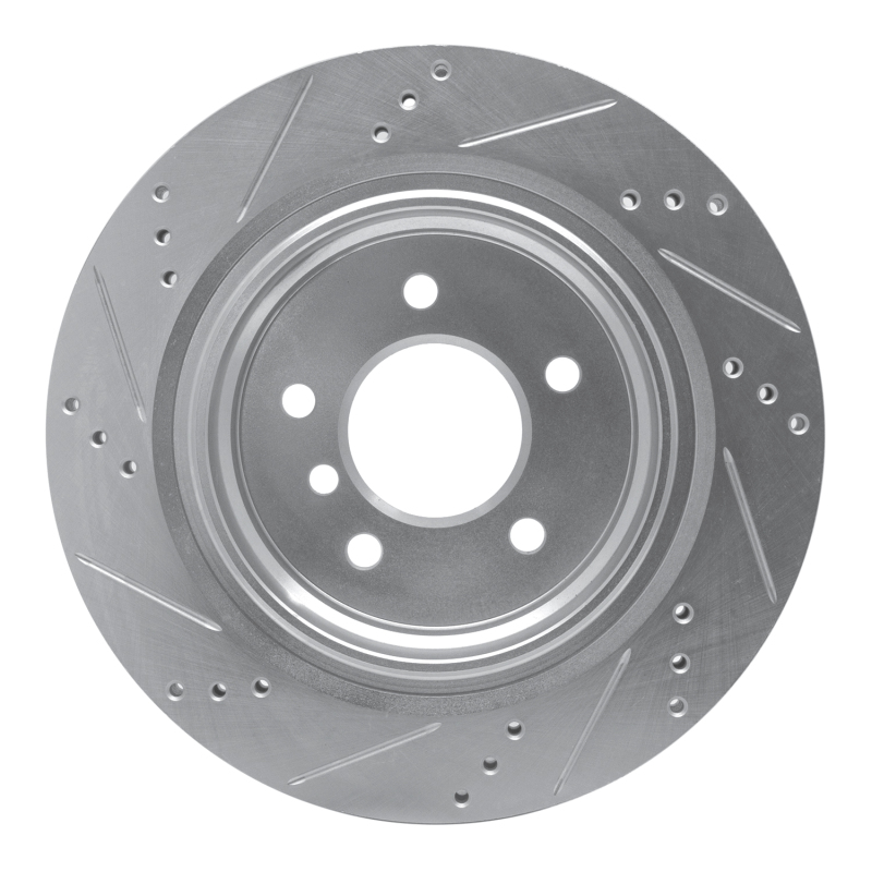 BMW M3 Brake Rotor (1) - Rear - R1 Concepts - Drilled & Slotted - Silver - `95-`02